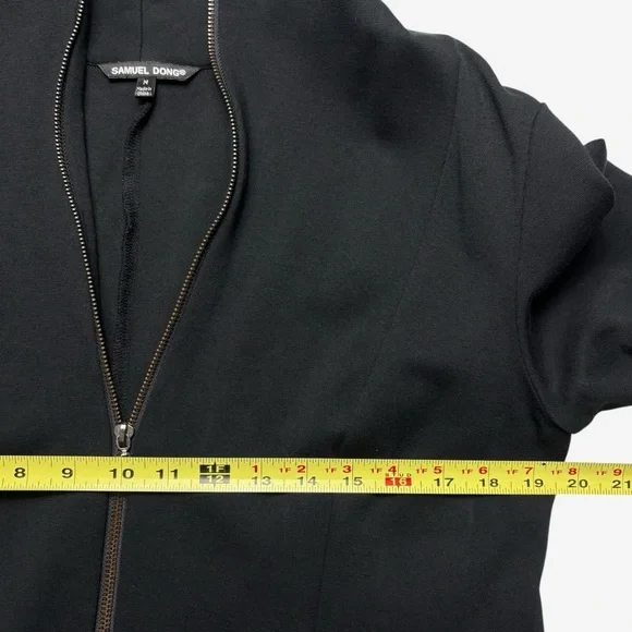 Samuel Dong Knit Flared Swirl Dress Or Duster Size M Full Zip Front Black - Picture 4 of 8